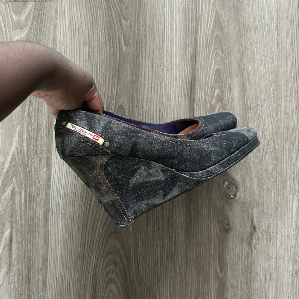 Y2K Diesel Industry Denim Wedge Shoes